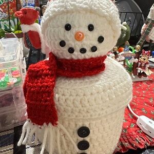 Crochet toilet paper Snowman Cover